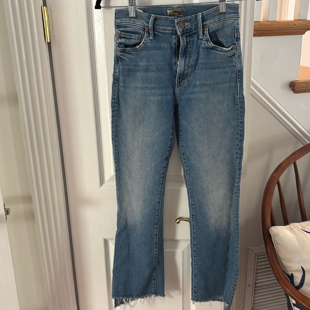MOTHER jeans.  The style is “insider crop step fray”